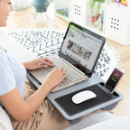 Draagbare laptoptafel met XL kussen en muismat, 57,5 x 30,5 cm