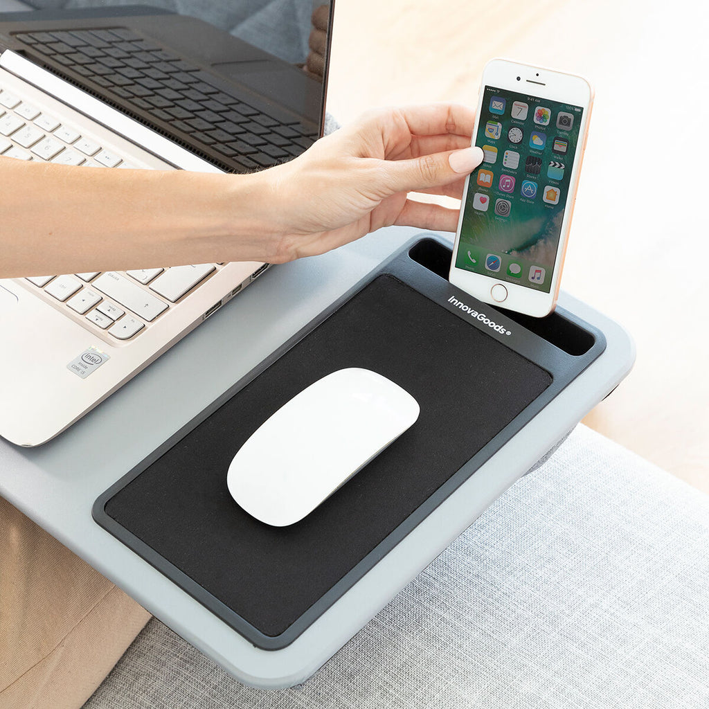 Draagbare laptoptafel met XL kussen en muismat, 57,5 x 30,5 cm