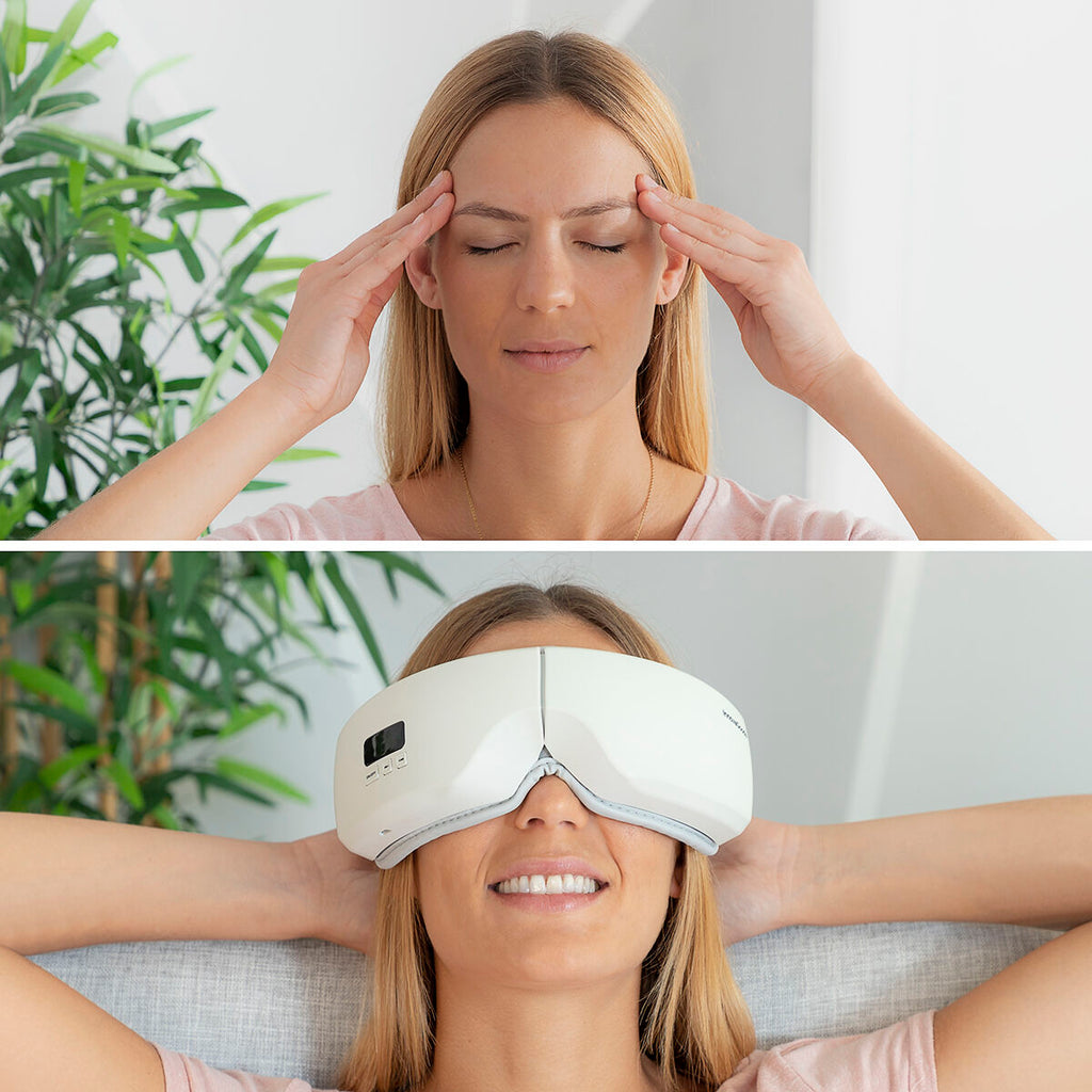 Oogmassager 4-in-1 met luchtcompressie, warmte en Bluetooth, grijs