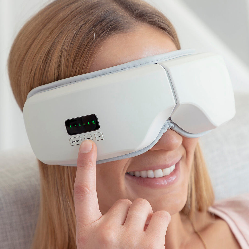 Oogmassager 4-in-1 met luchtcompressie, warmte en Bluetooth, grijs