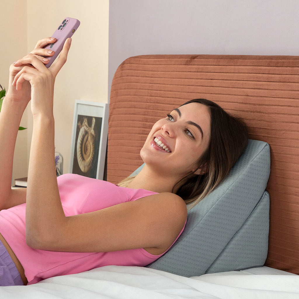 Driehoekig wigkussen multipositie, memory foam, grijs, 60x40x24 cm