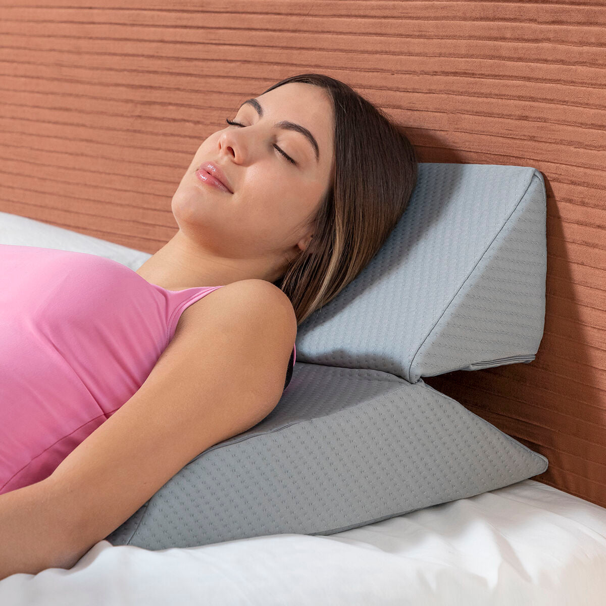 Driehoekig wigkussen multipositie, memory foam, grijs, 60x40x24 cm