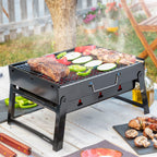 Opvouwbare draagbare houtskoolbarbecue, ijzer, zwart, voor 2 personen
