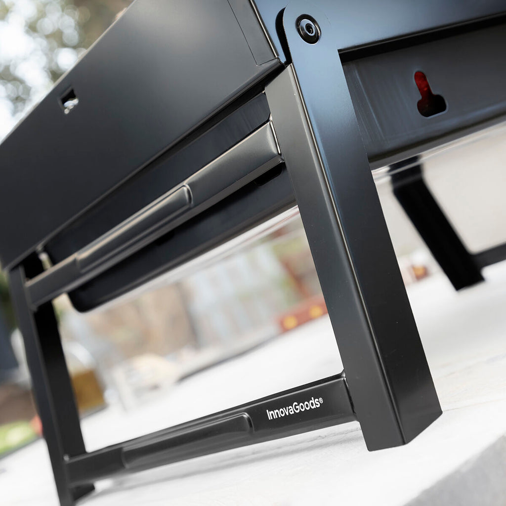 Opvouwbare draagbare houtskoolbarbecue, ijzer, zwart, voor 2 personen