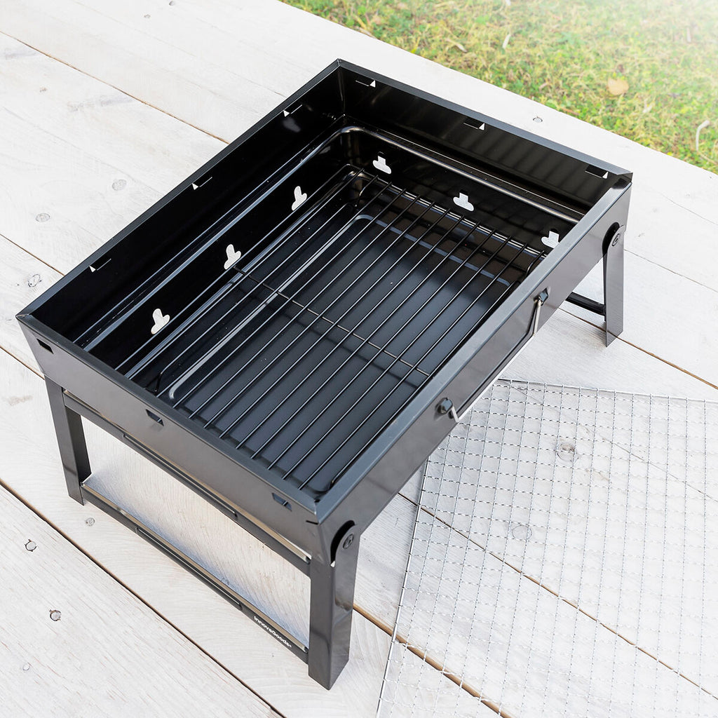 Opvouwbare draagbare houtskoolbarbecue, ijzer, zwart, voor 2 personen