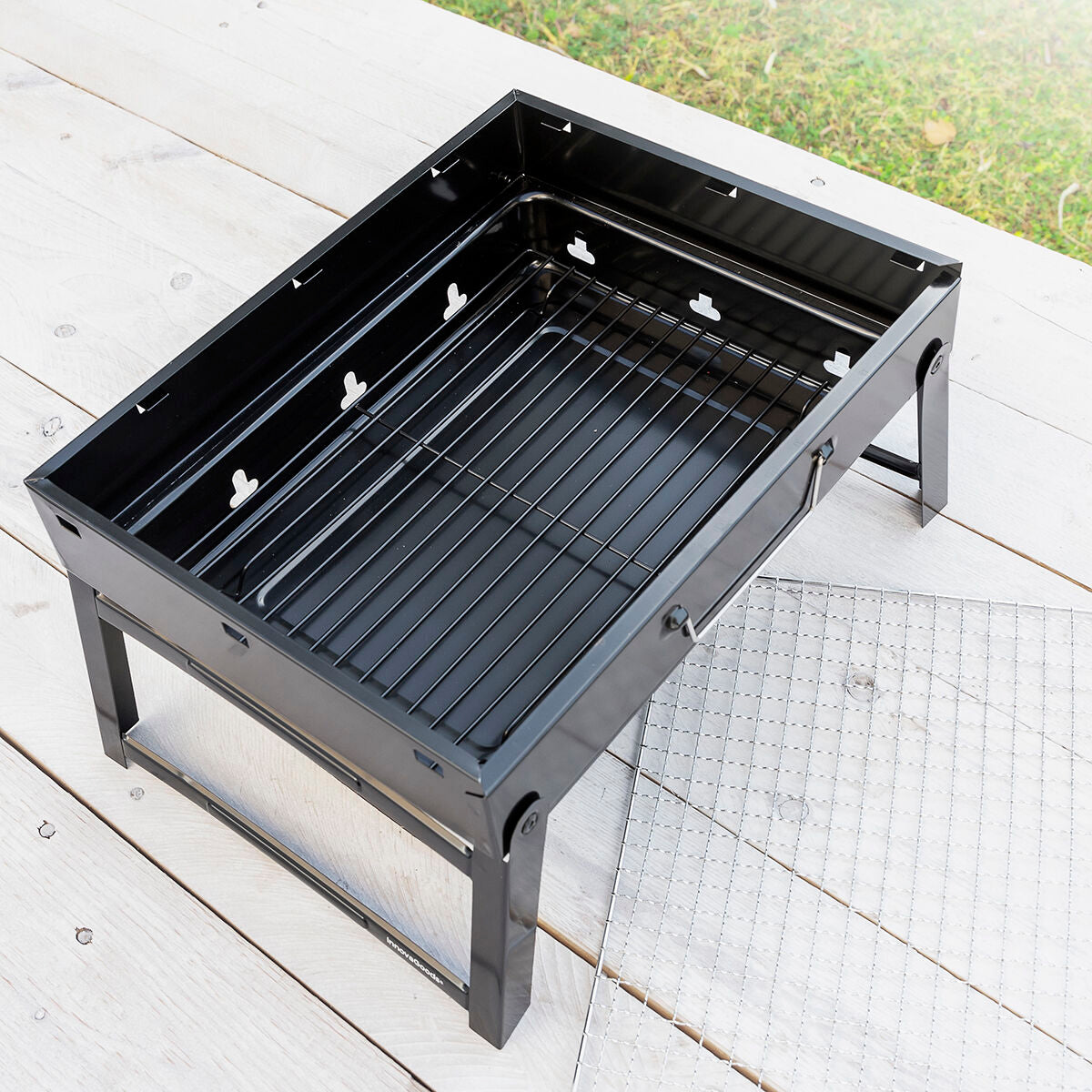 Opvouwbare draagbare houtskoolbarbecue, ijzer, zwart, voor 2 personen
