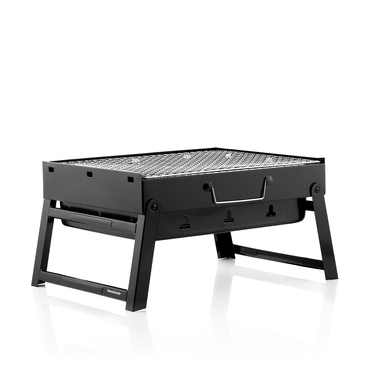 Opvouwbare draagbare houtskoolbarbecue, ijzer, zwart, voor 2 personen