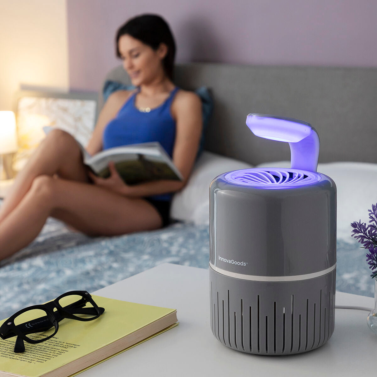 Antimuggenzuiglamp UV-LED met verwijderbare tank, USB, Ø12x21 cm