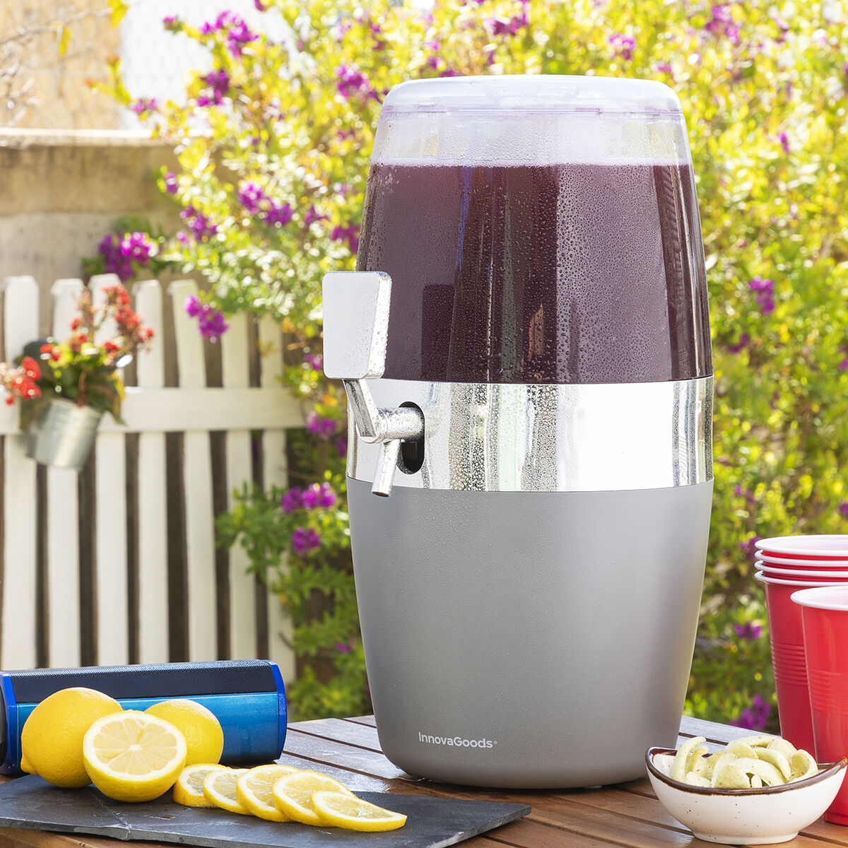 Koelende drankdispenser 4 liter met tapkraan en ijsreservoirs