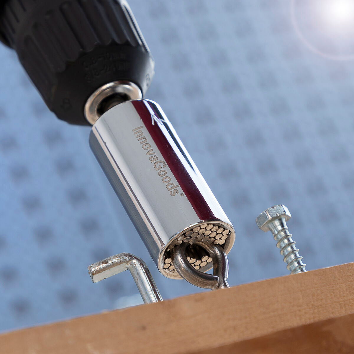 Universele dopsleutel met accessoires, 7-19 mm, staal