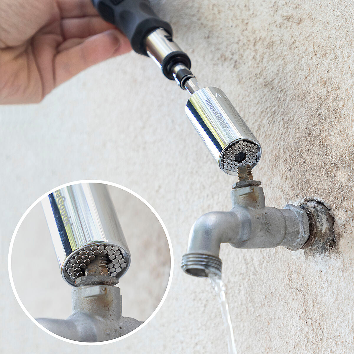 Universele dopsleutel met accessoires, 7-19 mm, staal