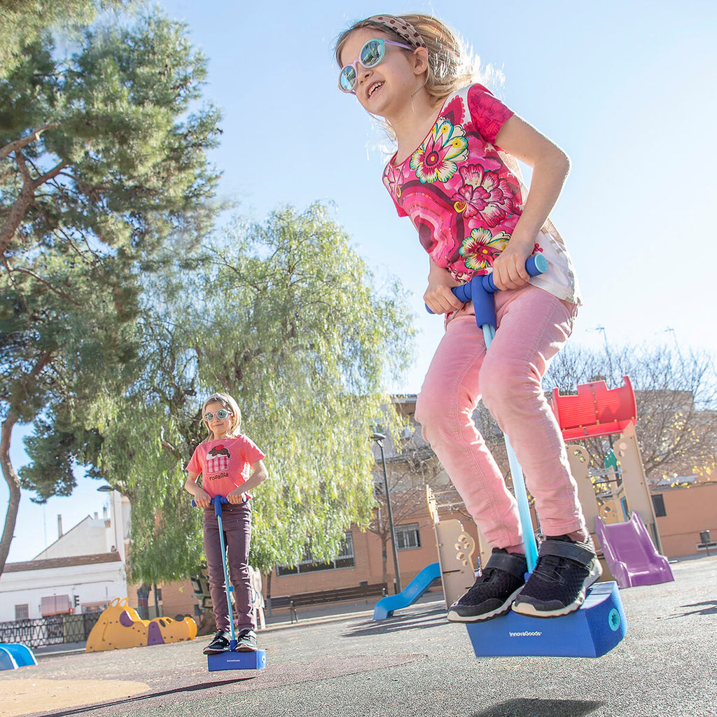 Rubberen pogostick met piepgeluid, blauw, max. 70 kg