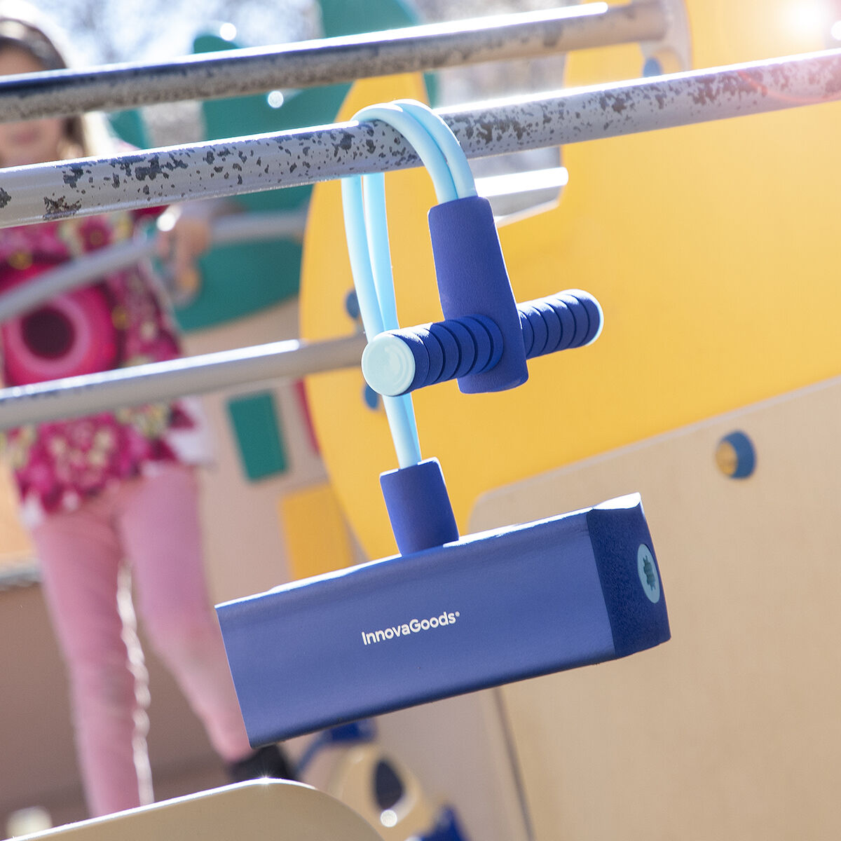 Rubberen pogostick met piepgeluid, blauw, max. 70 kg