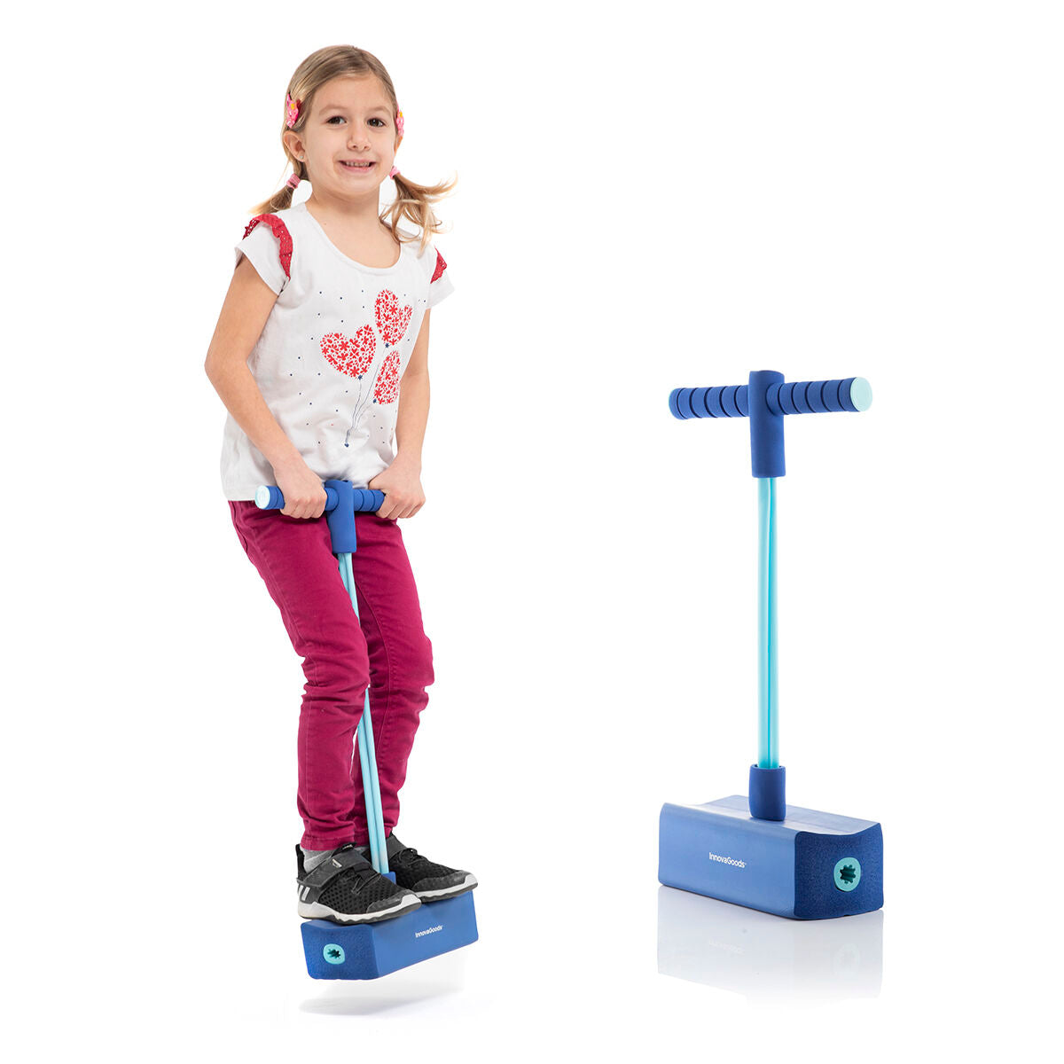 Rubberen pogostick met piepgeluid, blauw, max. 70 kg