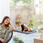 Kattenhangmat voor raam met zuignappen, grijs, tot 30 kg