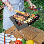 Mini draagbare opvouwbare houtskoolbarbecue, tafelmodel voor 2 personen