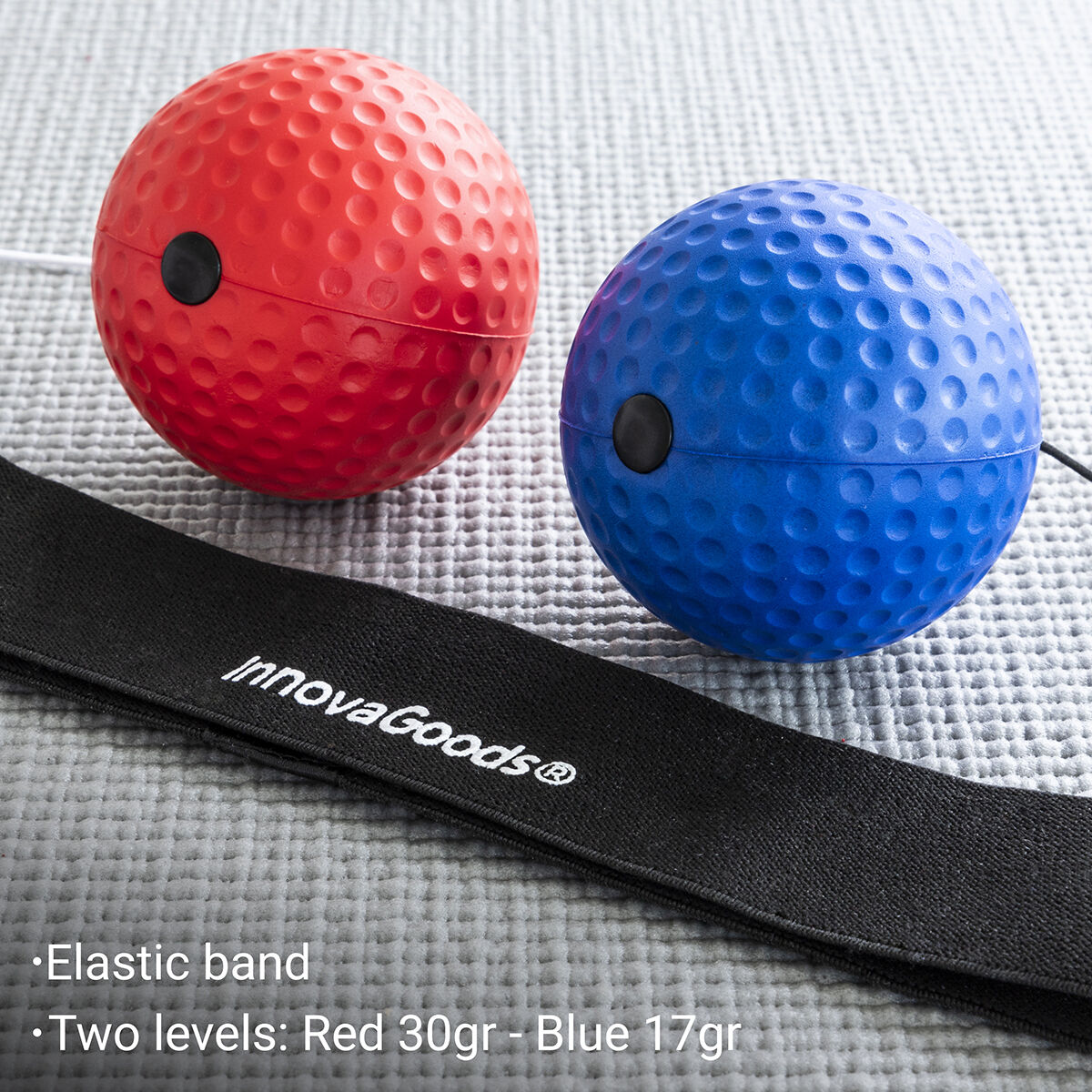 Trainings- en reflexbalset met hoofdband, 2 boksballen 17/30 g