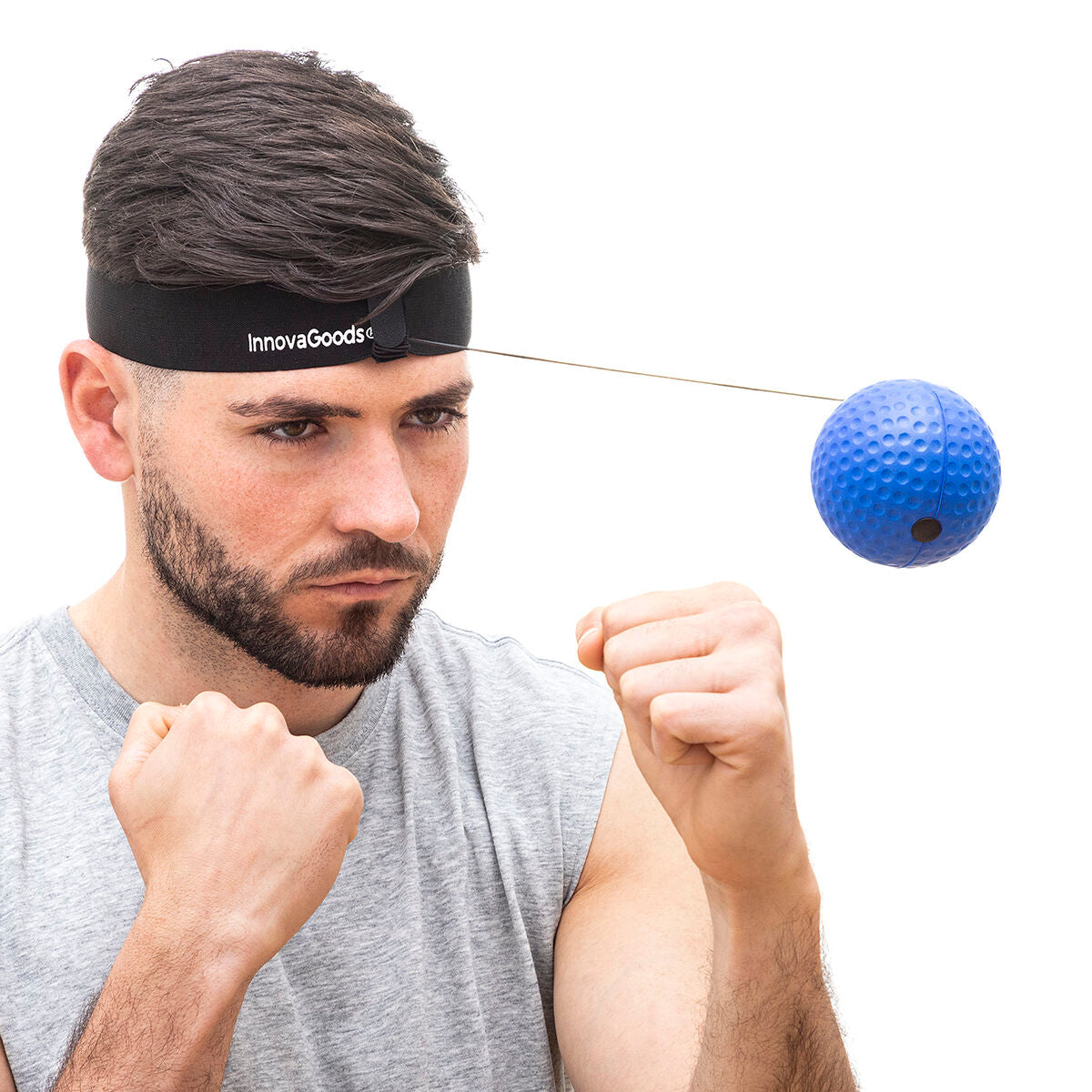Trainings- en reflexbalset met hoofdband, 2 boksballen 17/30 g