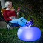 Opblaasbare LED poef met afstandsbediening, Ø50 x 30 cm