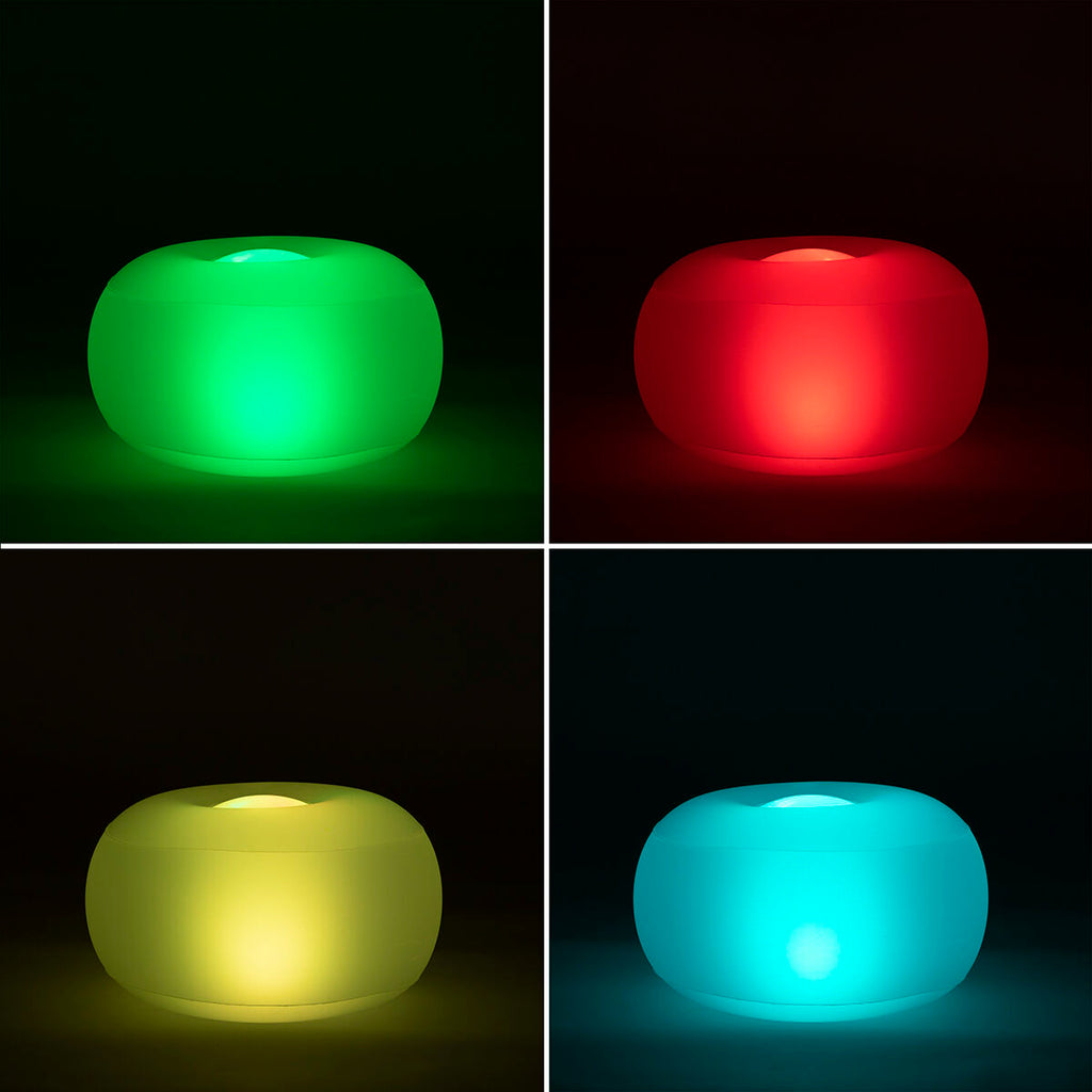 Opblaasbare LED poef met afstandsbediening, Ø50 x 30 cm