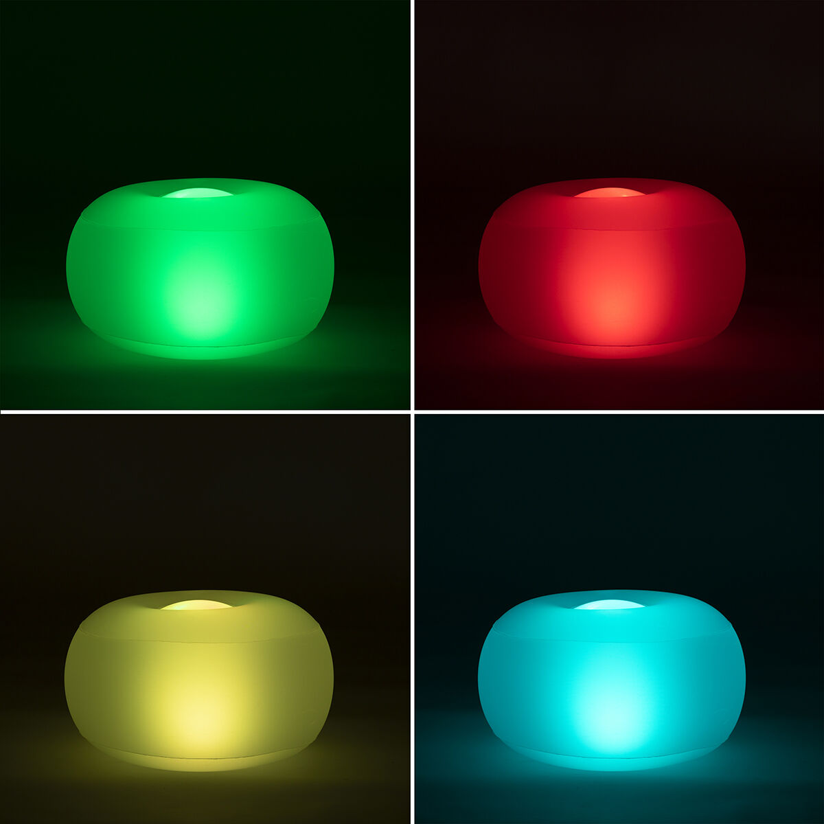 Opblaasbare LED poef met afstandsbediening, Ø50 x 30 cm