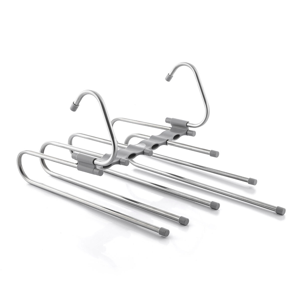 5-in-1 meervoudige broekhanger, uitschuifbaar, grijs/zilver