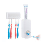 Tandpastadispenser met tandenborstelhouder, 2-in-1, wit/grijs