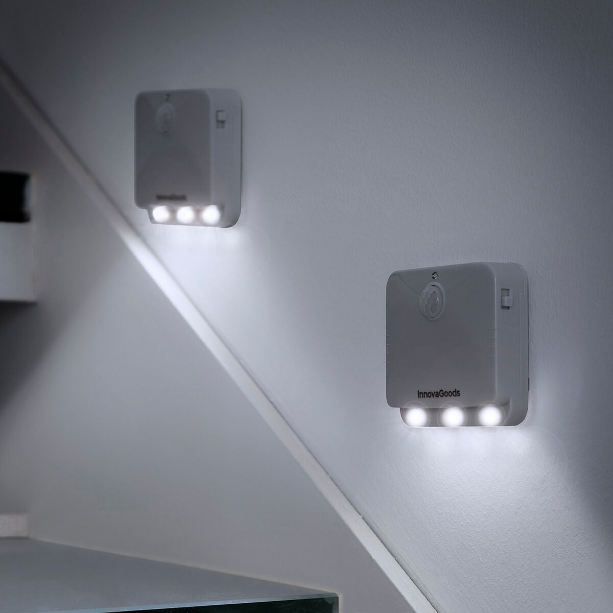 LED-lamp met bewegingssensor, set van 2 stuks, grijs