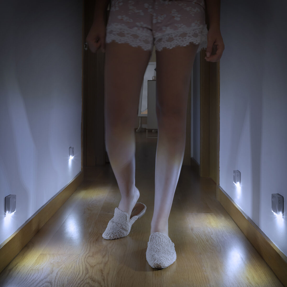 LED-lamp met bewegingssensor, set van 2 stuks, grijs