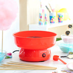 Suikerspinmachine elektrisch, rood, 450 W, met maatlepel en 10 stokjes