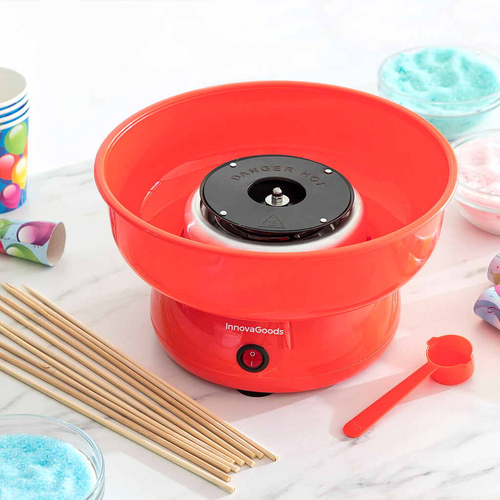 Suikerspinmachine elektrisch, rood, 450 W, met maatlepel en 10 stokjes