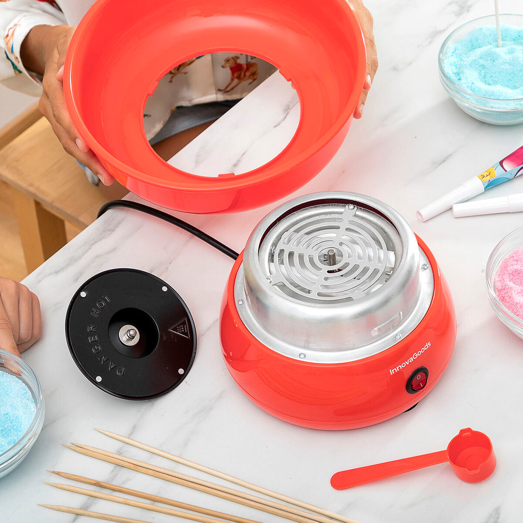 Suikerspinmachine elektrisch, rood, 450 W, met maatlepel en 10 stokjes