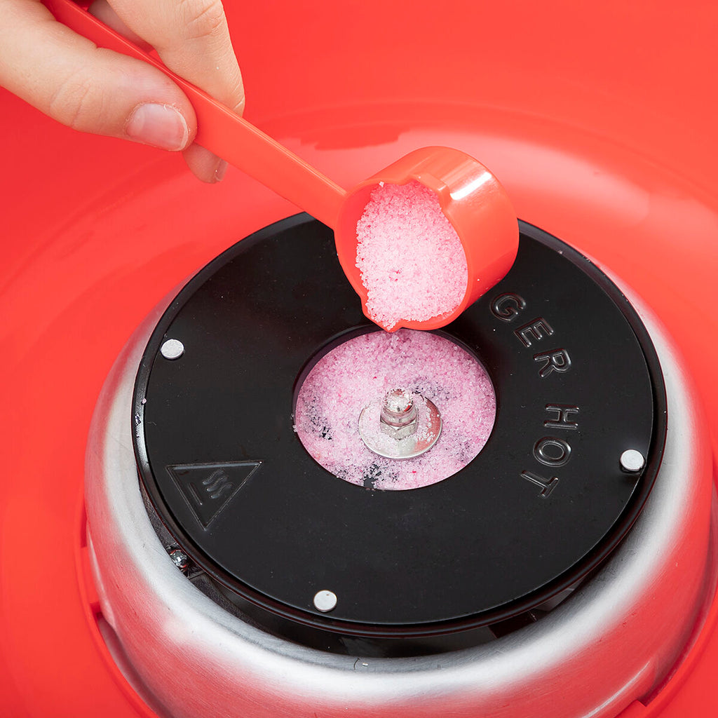 Suikerspinmachine elektrisch, rood, 450 W, met maatlepel en 10 stokjes
