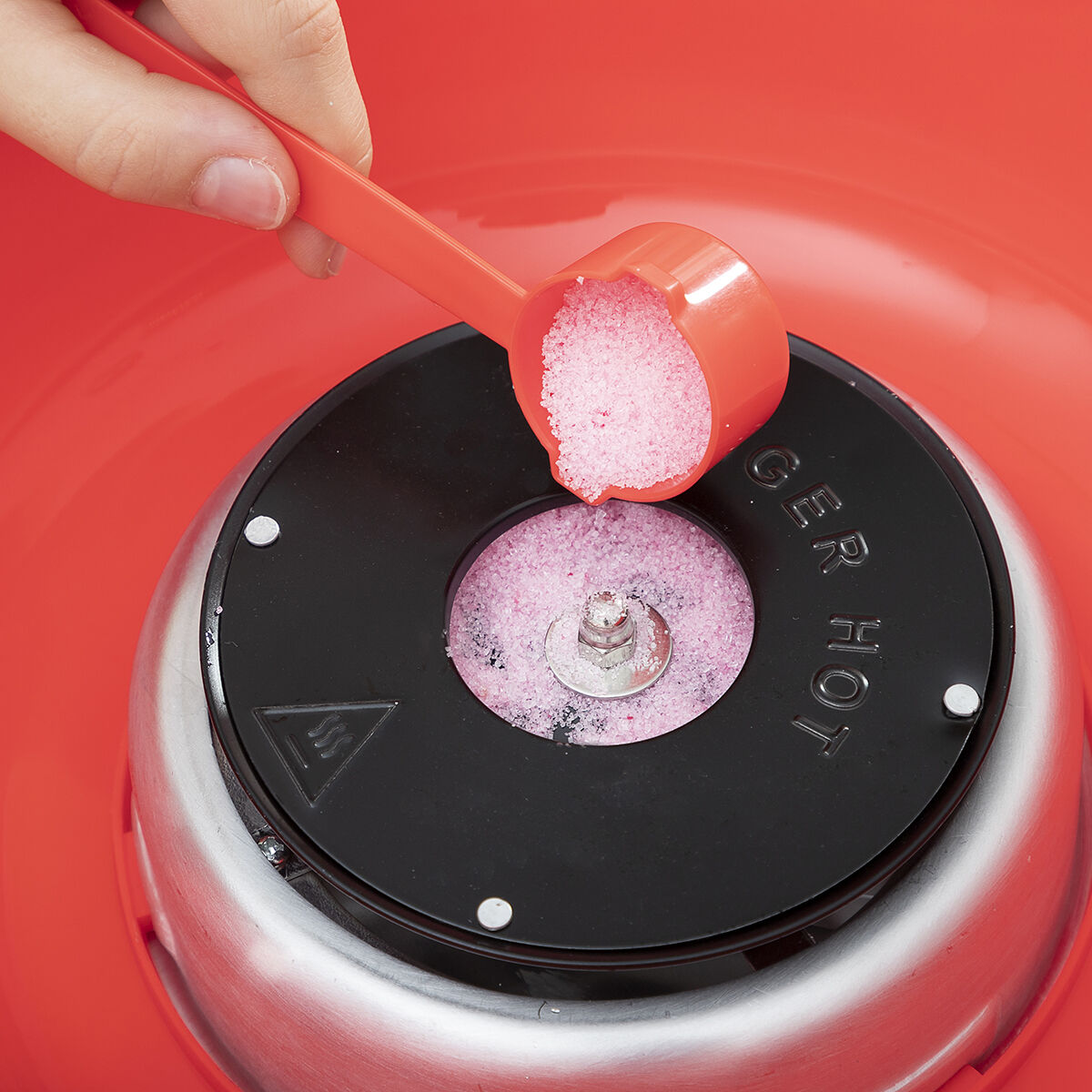 Suikerspinmachine elektrisch, rood, 450 W, met maatlepel en 10 stokjes