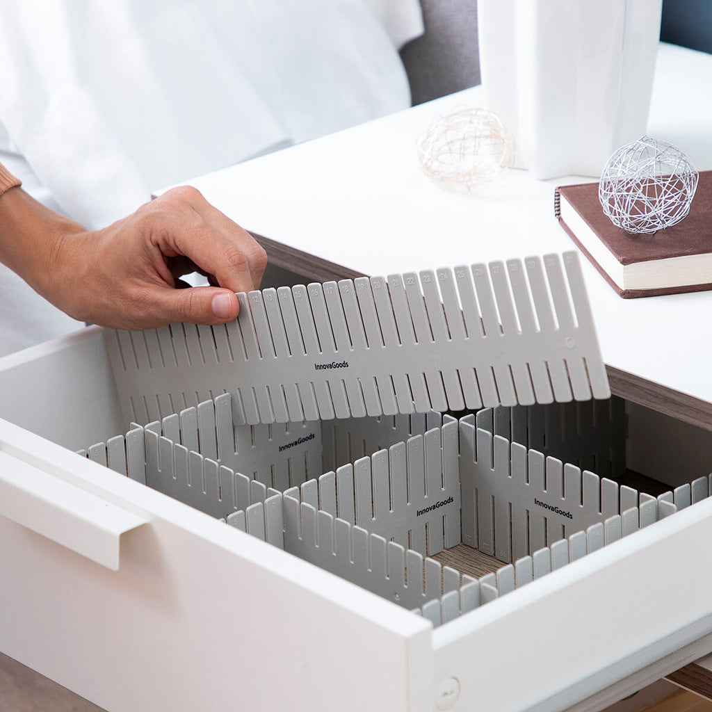 Aanpasbare ladenorganiser, 16 stuks, grijs polypropyleen