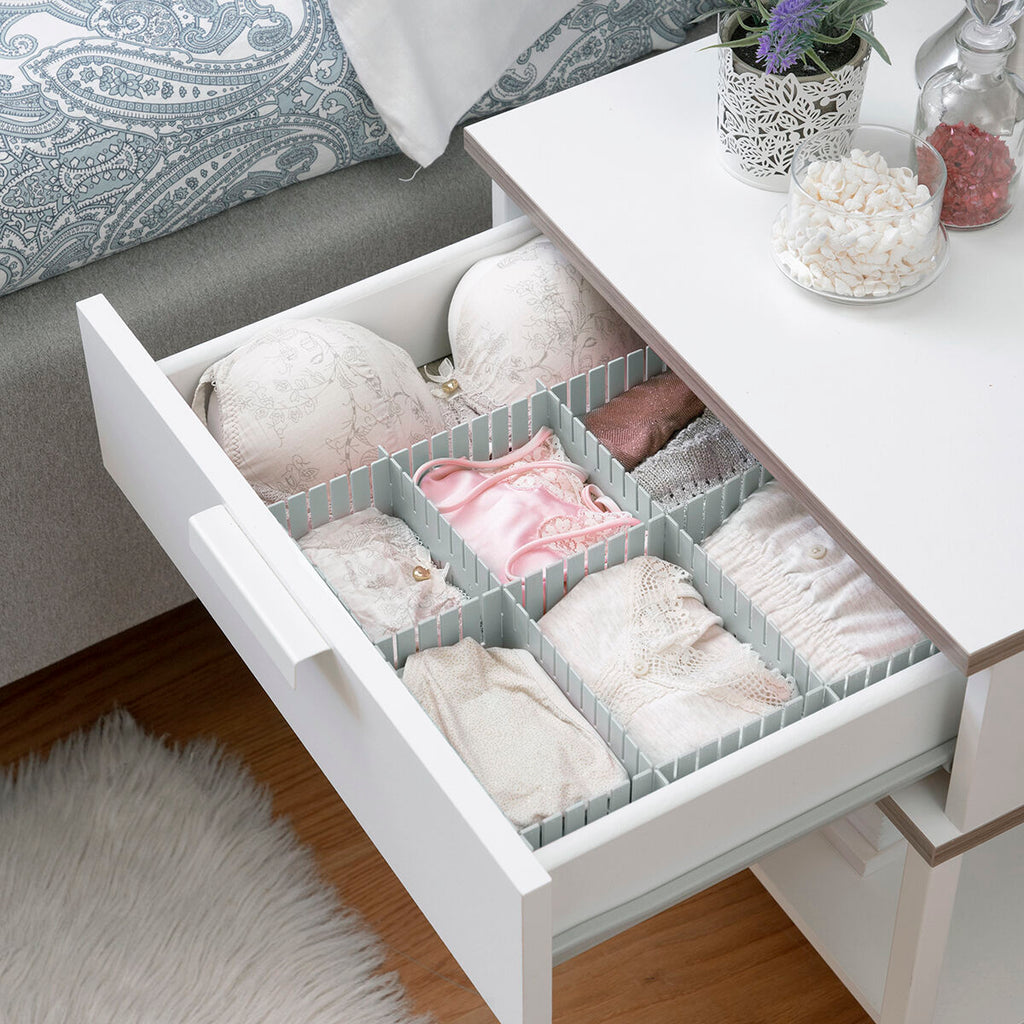 Aanpasbare ladenorganiser, 16 stuks, grijs polypropyleen