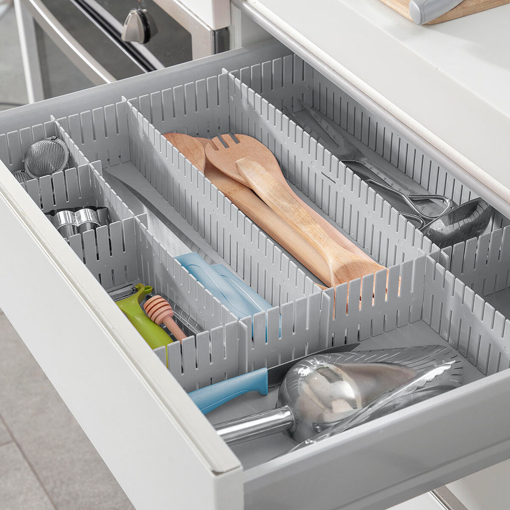 Aanpasbare ladenorganiser, 16 stuks, grijs polypropyleen