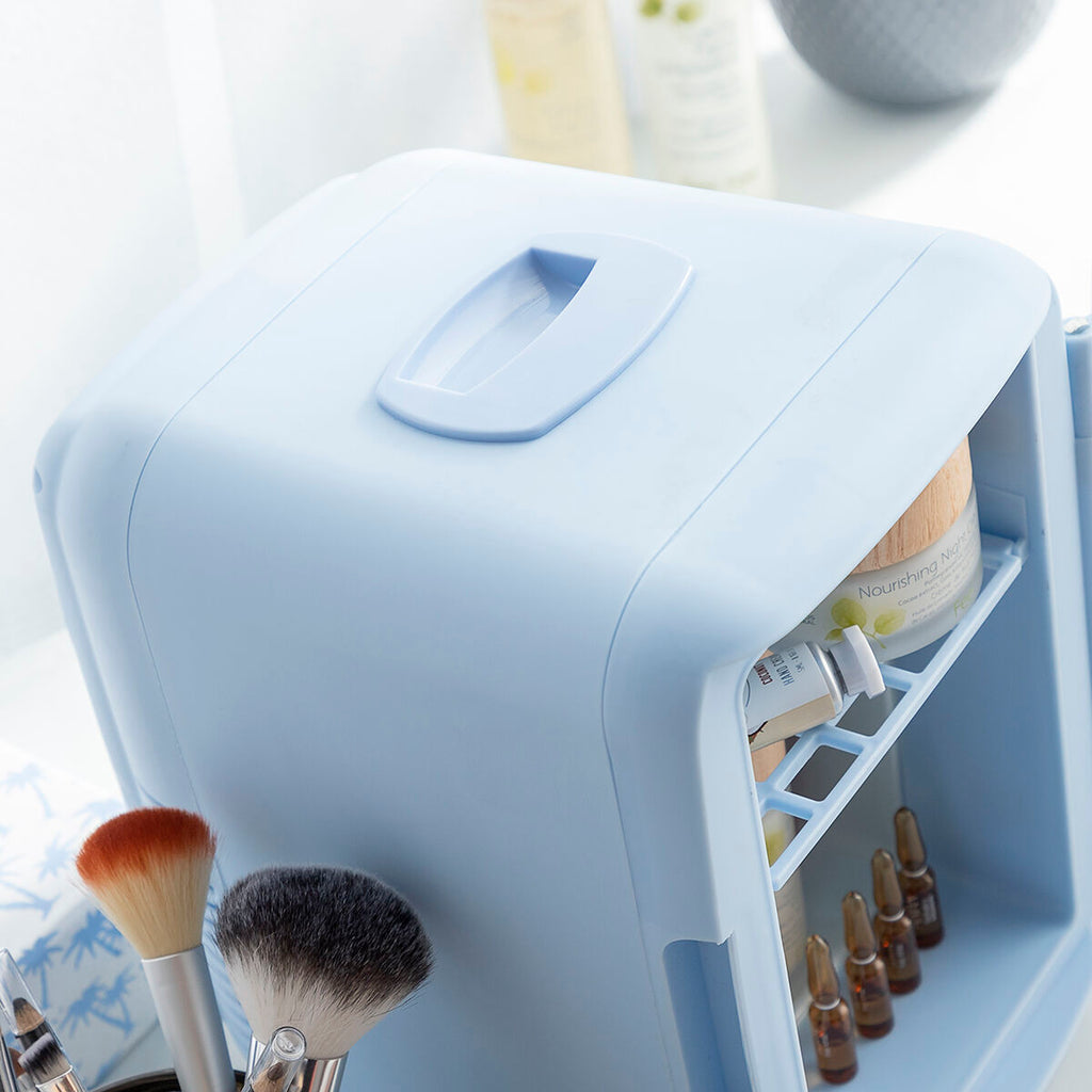 Mini-cosmeticakoelkast 4L met koel- en warmtefunctie, blauw