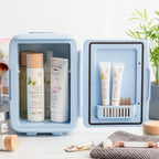 Mini-cosmeticakoelkast 4L met koel- en warmtefunctie, blauw