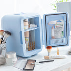 Mini-cosmeticakoelkast 4L met koel- en warmtefunctie, blauw