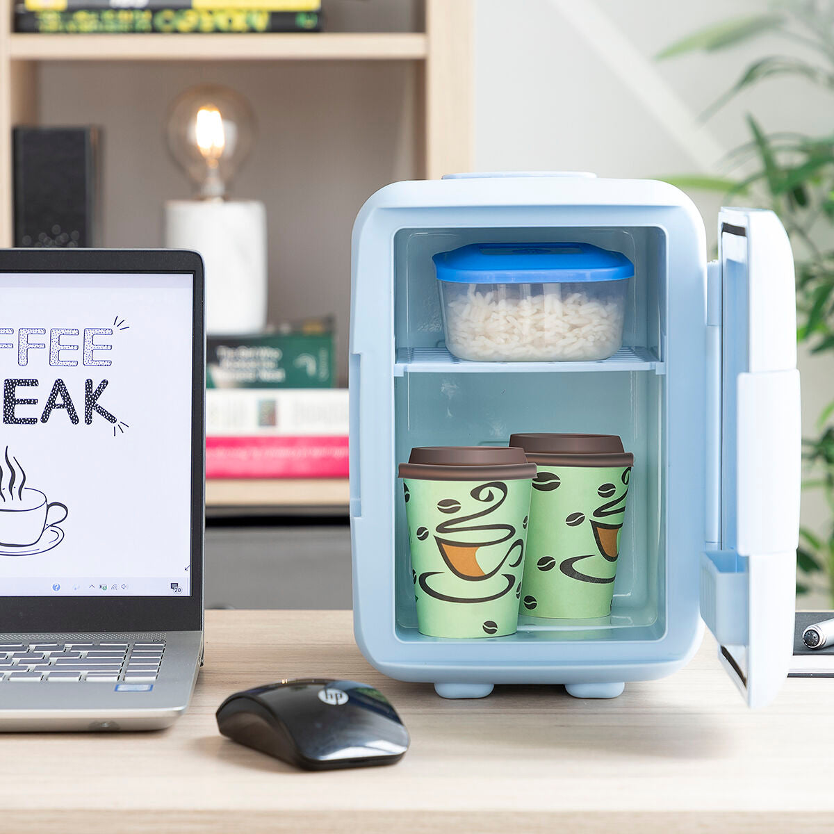Mini-cosmeticakoelkast 4L met koel- en warmtefunctie, blauw