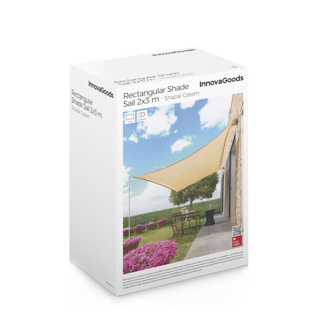 Rechthoekig schaduwdoek 2 x 3 m, HDPE, beige/grijs, uv-bescherming
