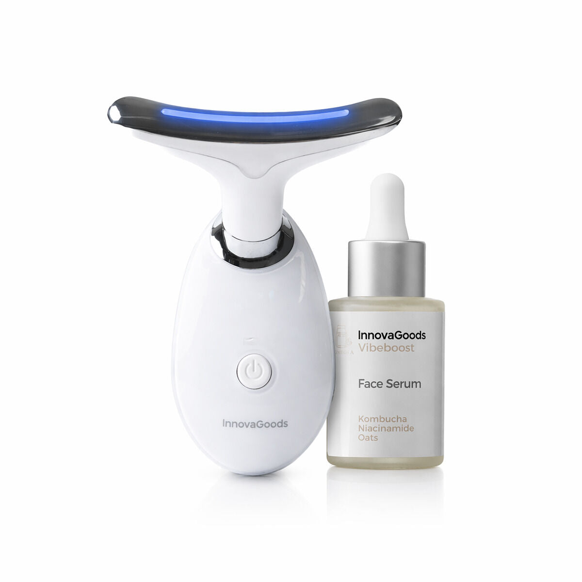 Gezichtsmassager set met LED, EMS en warmte + kombucha gezichtsserum 30 ml