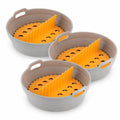 Set opvouwbare siliconen airfryer manden met handvatten, 3 stuks