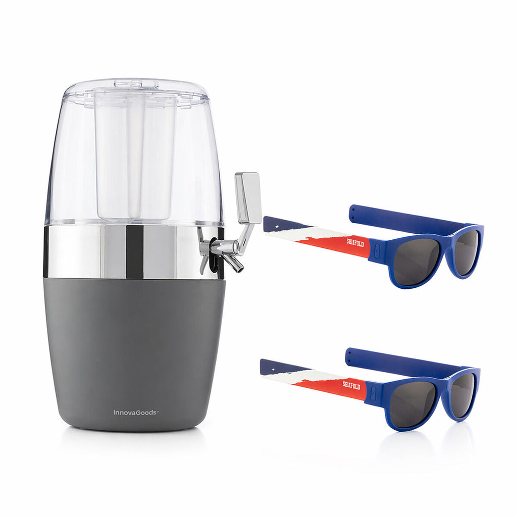 Bierkoeldispenser 4L met 2 opvouwbare zonnebrillen - dranktap set