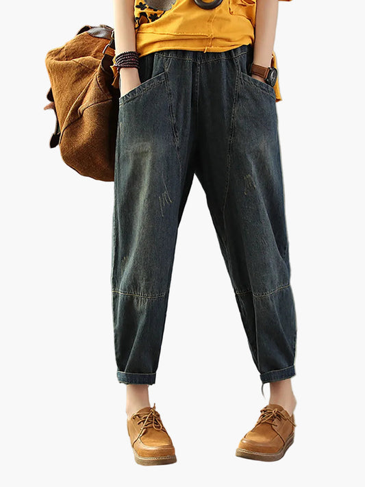 Damen Jeans Haremhose Vintage-Look Locker Freizeit Frühling Herbst