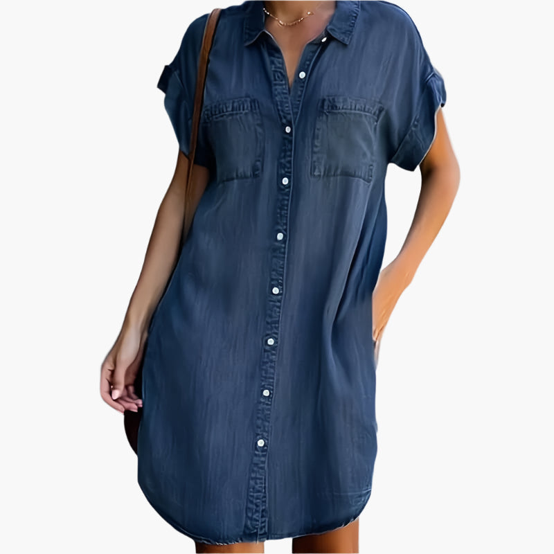 Vestido vaquero casual para mujer con corte suelto – Perfecto para el día a día y el verano