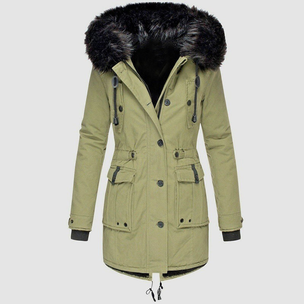 Parka voor dames met capuchon, knopen en zakken