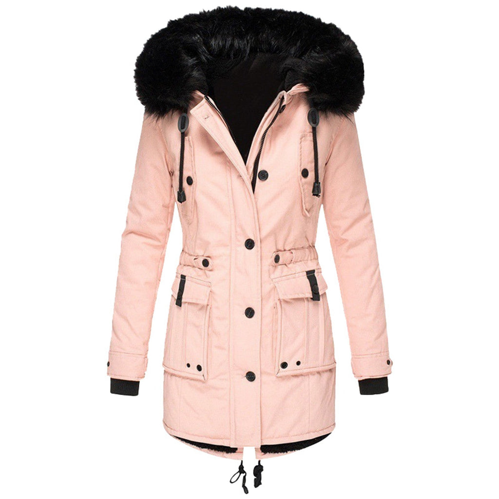 Parka voor dames met capuchon, knopen en zakken