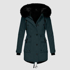 Parka voor dames met capuchon, knopen en zakken